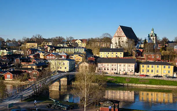 Historical center of Porvoo city in Finland.
