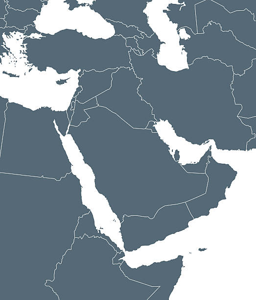 Map of Middle East Empty Dark Gray Map of Middle East Asia - illustration middle east stock illustrations
