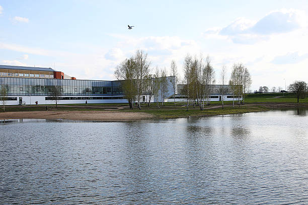 istock surface of pond with background of modern building 541832532