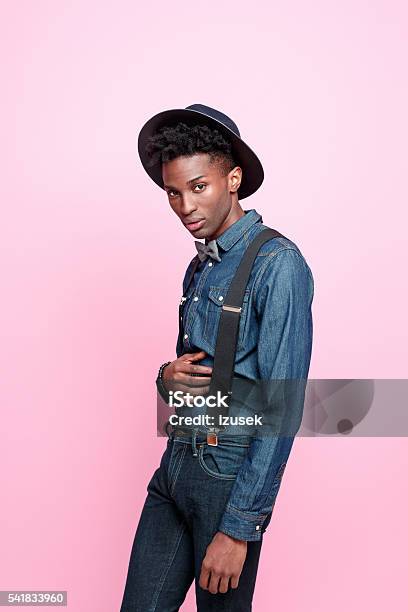 Fashionable Afro American Nerd Guy Stock Photo - Download Image Now - Fashion, Portrait, Adult