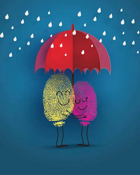 Vector illustration of concept of love with fingerprint