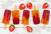 Strawberry mango popsicles - ice pops - paletas