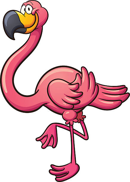 Cartoon flamingo vector art illustration