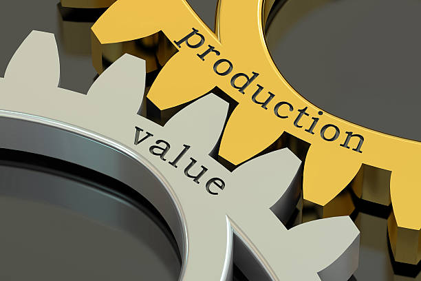 istock Production Value concept on the gearwheels, 3D rendering 541841568