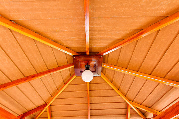 istock lamp on a wooden ceilings 541842620