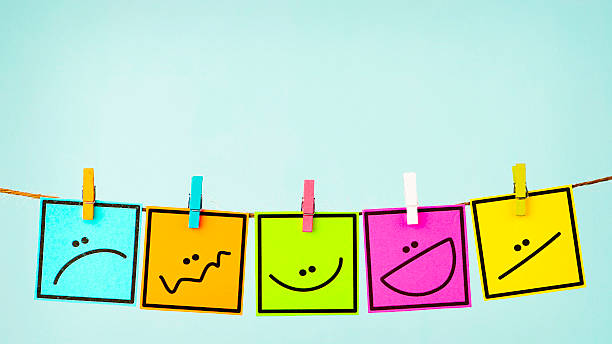 istock Choose your mood. Five different emotions on vibrant colored cards 541843952