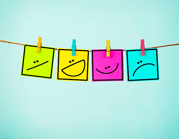 istock How are you feeling? Four different emotions on colored cards 541845906