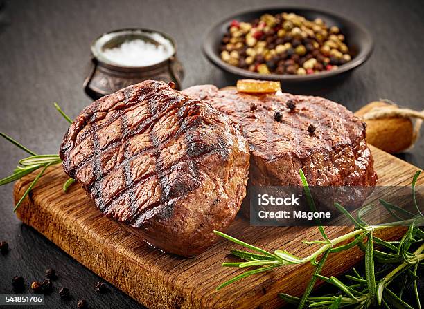 Grilled Beef Steaks Stock Photo - Download Image Now - Steak, Meat, Sirloin Steak