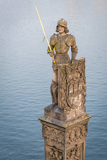 Statue of the knight Bruncvik in Prague Prague, Czech Republic - May 25, 2016: View of statue of the knight Bruncvik at south side of Charles bridge. bruncvik stock pictures, royalty-free photos & images
