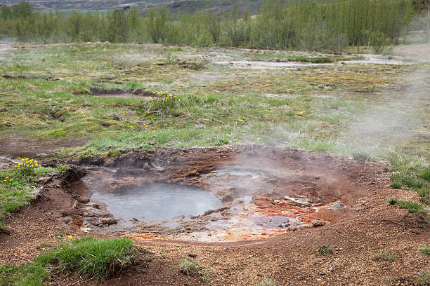 istock Volcanic landscape with boiling ponds 541860246