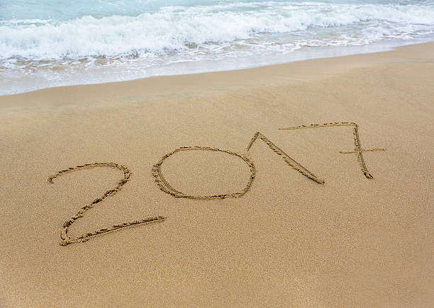 istock Inscription in 2017 on the beach. 541861222