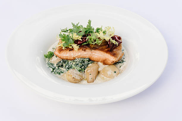 istock Salmon with steamed spinach and creamy potatoes 541862784