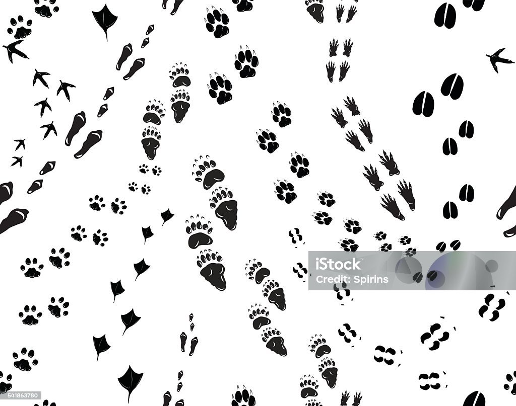 Seamless footsteps Seamless illustration of fotsteps of following animals Animal stock vector