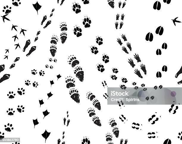 Seamless Footsteps Stock Illustration - Download Image Now - Animal, Footprint, Track - Imprint