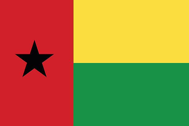 płaskie flaga gwinei-bissau wektor - guinea bissau flag stock illustrations