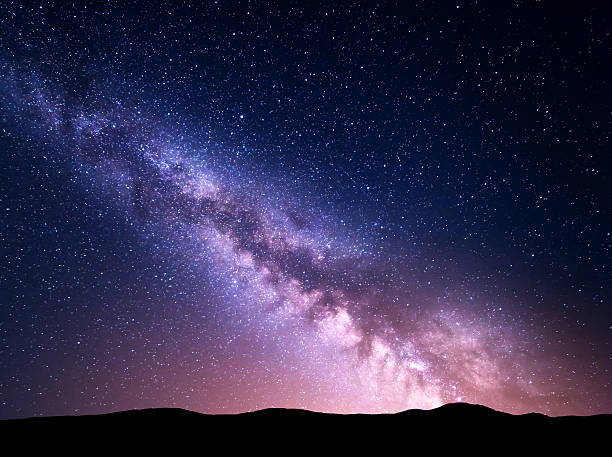 istock Night landscape with Milky Way. Starry sky, Universe 541867918