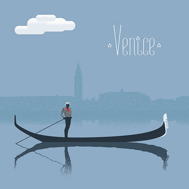 venice/venezia skyscrape mit gandolier vektor-illustration anzeigen - gondel stock-grafiken, -clipart, -cartoons und -symbole