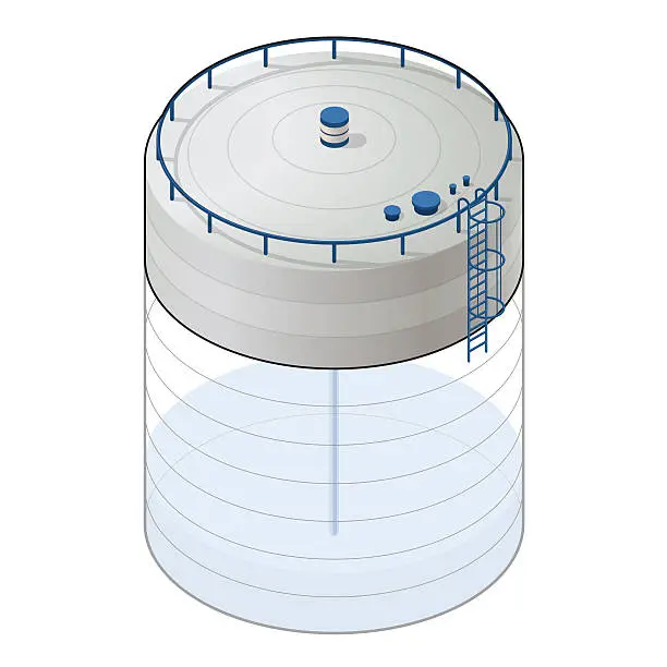 Vector illustration of Underground water reservoir isometric building info graphic. Subterranean reservoir supply.