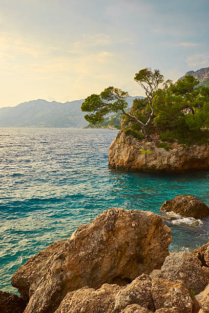 istock Rock island at sunset in small mediterranean town Brela , Croati 541971510