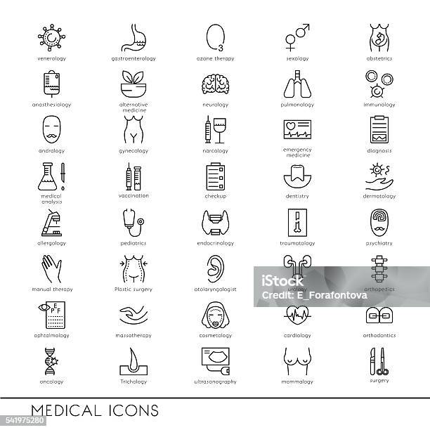 Vector Line Icons With Medical Symbols Specialization Medical Professions Stock Illustration - Download Image Now