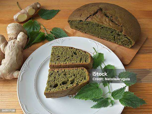 Nettles Green Round Bread Weed Dough Wild Plants Cooking Stock Photo - Download Image Now
