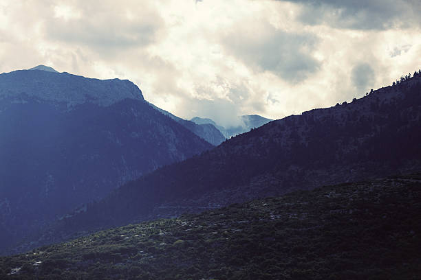 photo of the beautiful mountains on the sky background, Macedonia, Greece