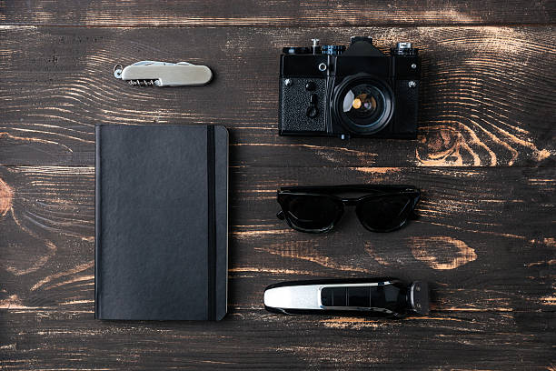 istock Trip concept - items of men's accessories 541981474