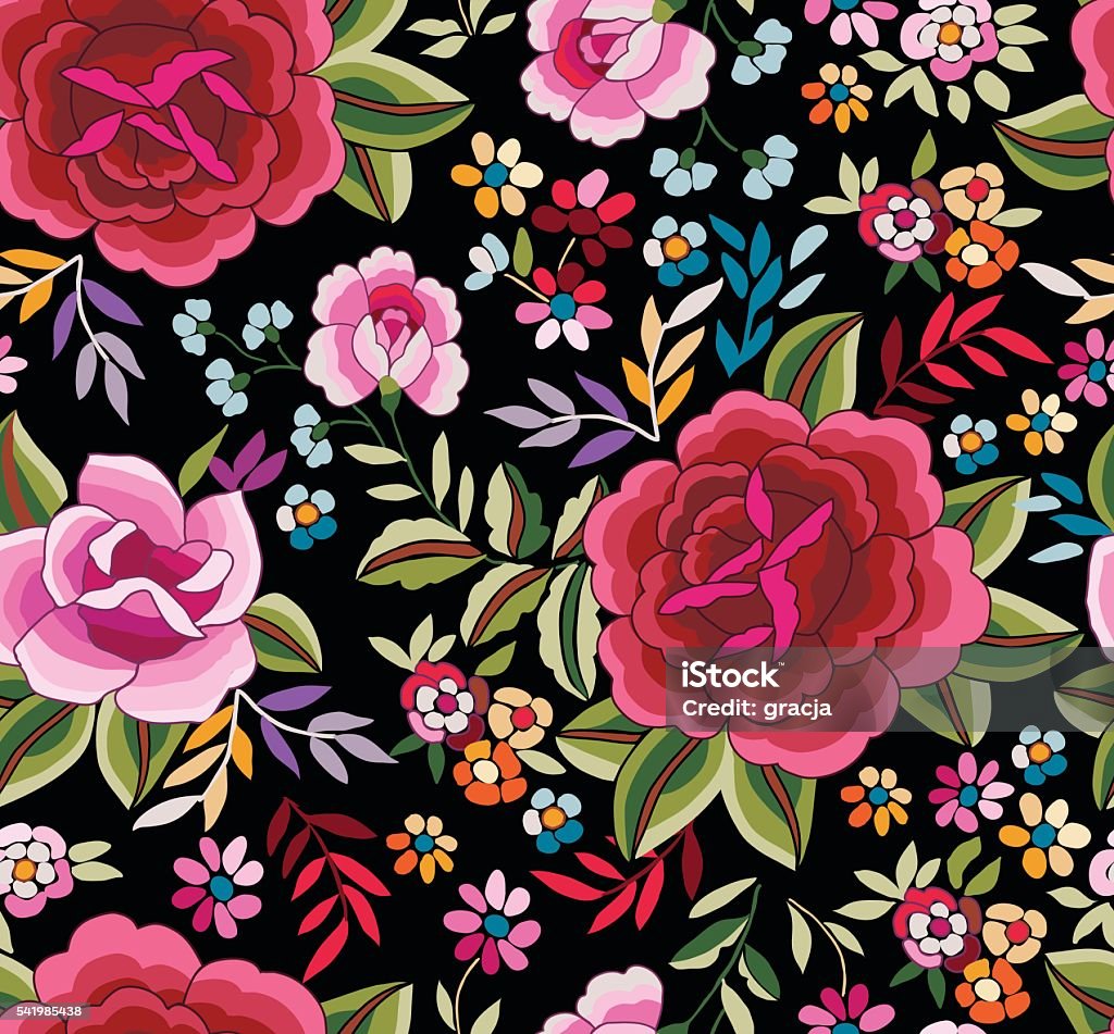 Manton Shawl, Spanish Floral Print ~ seamless background Beautiful Spanish inspired Flamenco vector print Spanish Culture stock vector