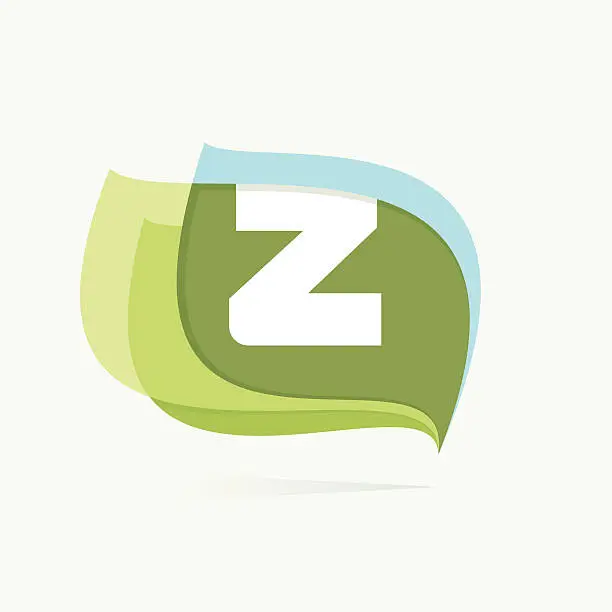 Vector illustration of Letter Z in leaves or flags icon.