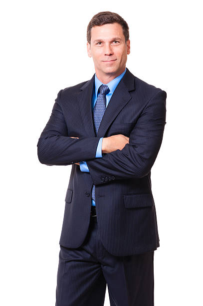 istock Businessman with arms crossed on White 541991136