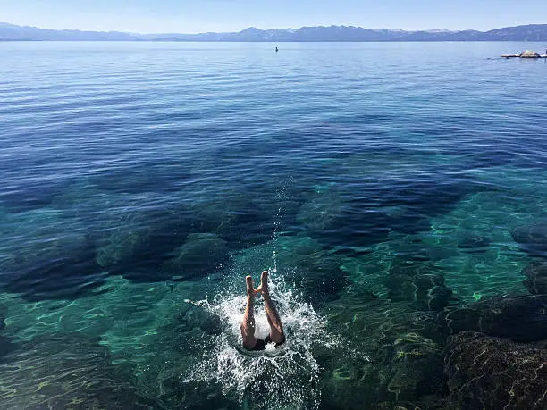 Photo of Someone jumping into Lake Tahoe