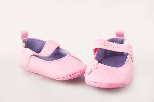 istock Pink baby shoes on isolated white background 541995836