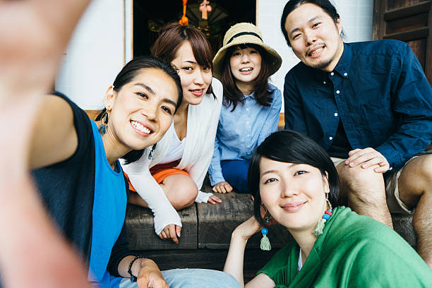 Japanese Friends Group Selfie