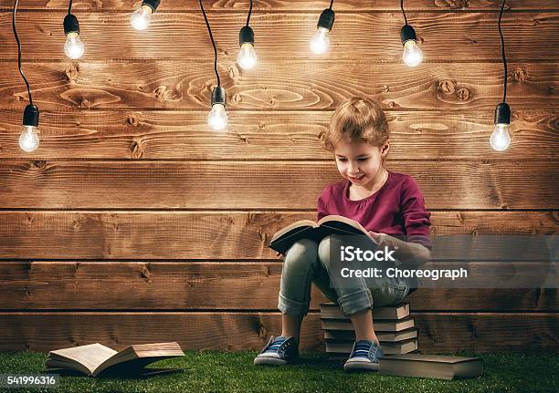 Girl Reading A Book Stock Photo - Download Image Now - Book, Picture Book, Reading