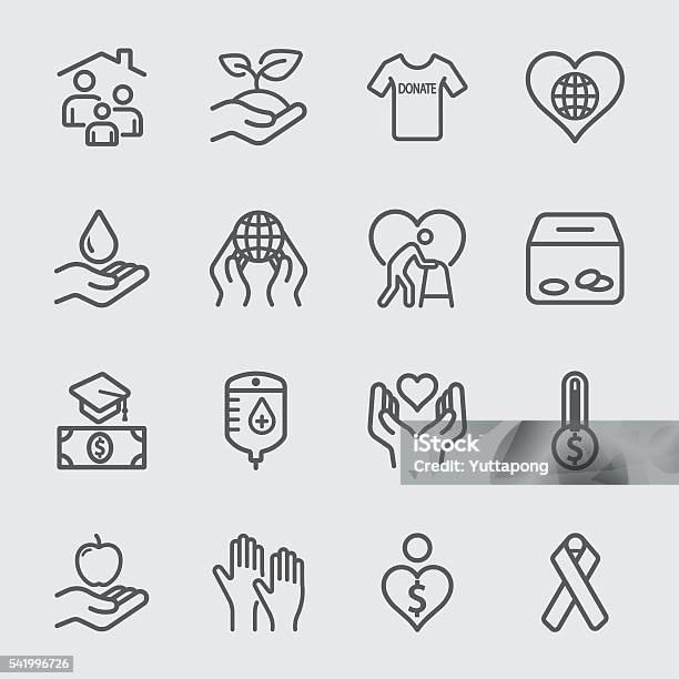 Charity And Donation Line Icon 2 Stock Illustration - Download Image Now - Icon Symbol, House, 70-79 Years