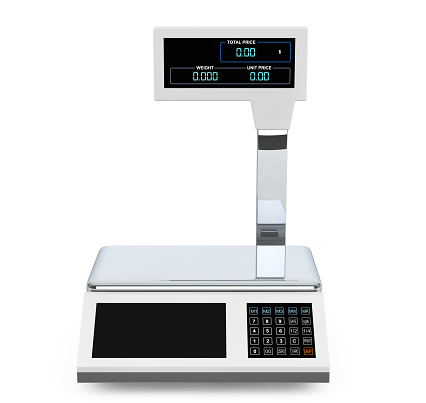 Electronic Scales for weighing Food on a white background. 3d Rendering