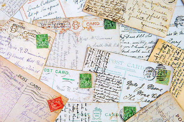 istock English old post cards 1940th, vintage background 541997872