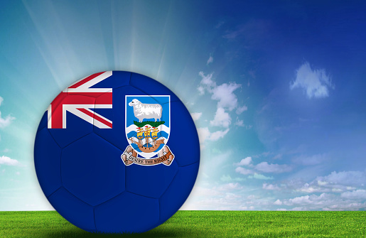 Soccer ball in nature with Falkland Islands Flag