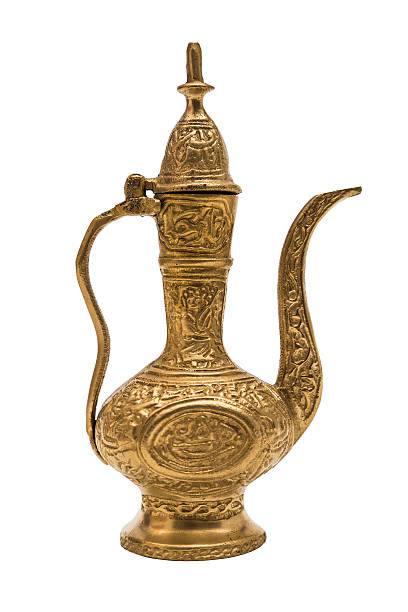 istock Antic engraved metal vase with opening lid in oriental style 542003914