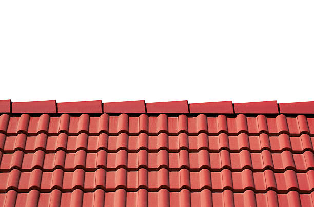 istock Roof tiles isolated on white 542003924