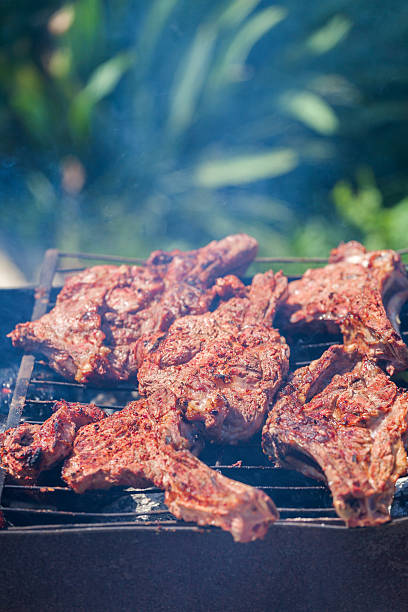 istock Roasted meat on the grill. 542004920