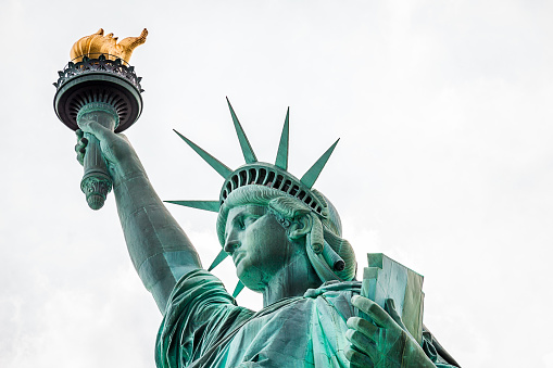 Up close shot of the Statue of Liberty