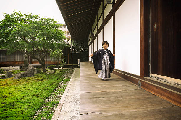 A young boy dressed in ceremonial kimono for the Shichigosan ceremony. Taken on location in Kyoto, Japan.