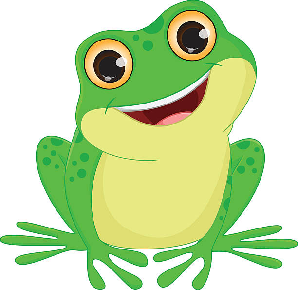 ładna żaba kreskówka - bullfrog frog amphibian wildlife stock illustrations