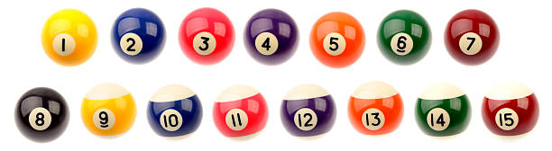 Pool balls Set of fifteen pool balls isolated over white background number 12 pool ball ball number stock pictures, royalty-free photos & images