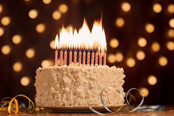 istock Cake shot on a bokeh background with candles. 542010620
