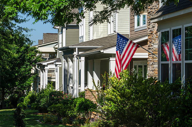 istock Front Porch with an American Flag 542011950
