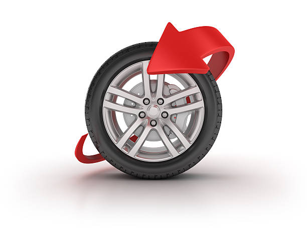 istock Car Wheel with Arrow on White Background 542012972