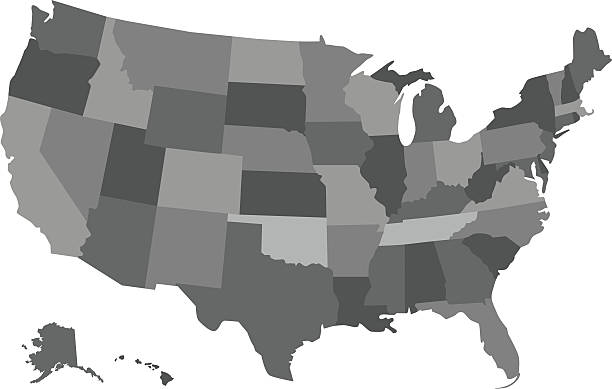 векторная политическая сша карта - washington state state map outline stock illustrations