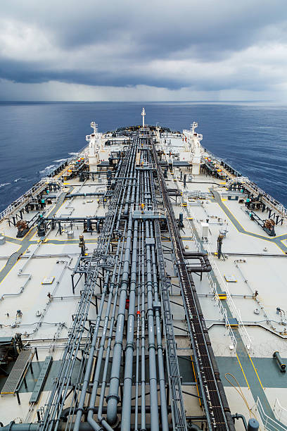 istock Oil tanker deck with pipeline. 542016318